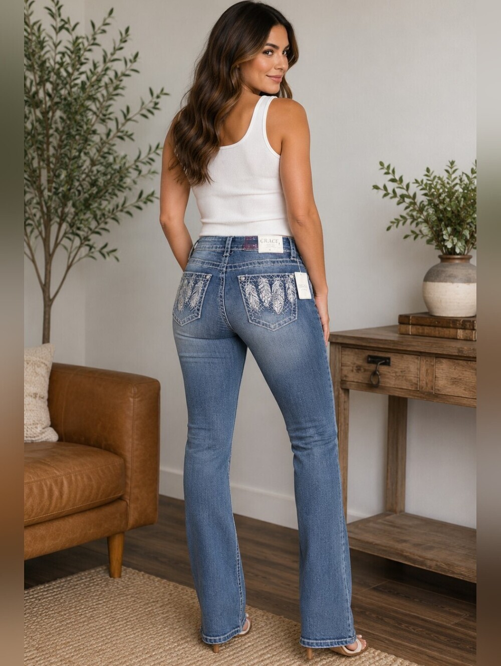 Grace In La Light Wash Bootcut Stretch Jeans Women's Blue Denim Size 13 NWT